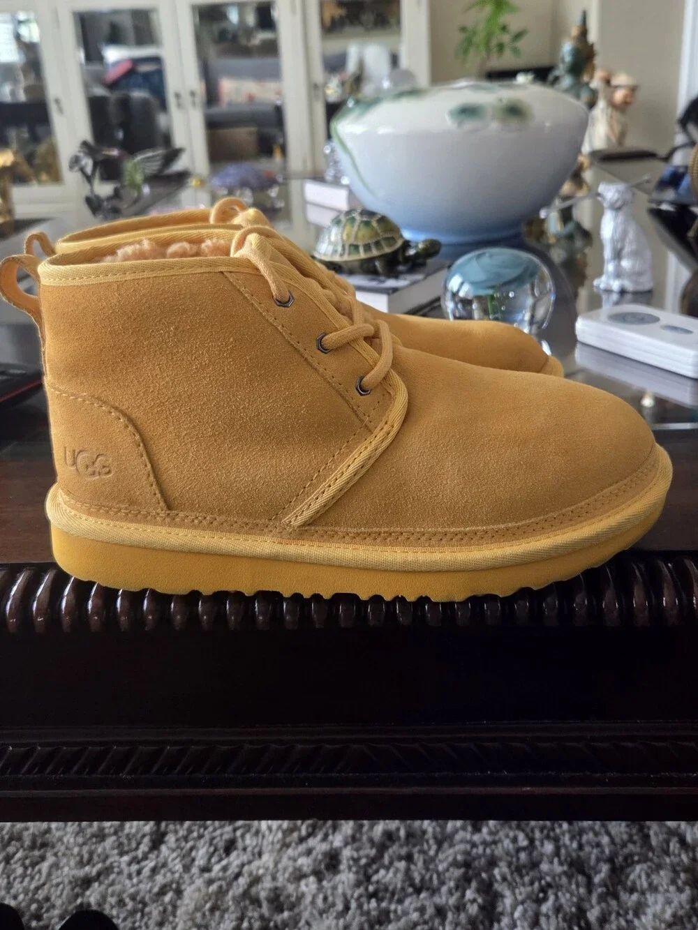 UGG Kids Yellow Suede With Sheepskin Lined  Chukka Boots